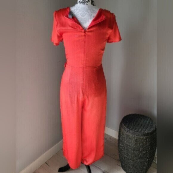 Anthropologie Red Satin Jumpsuit New Size XS - Picture 12 of 16